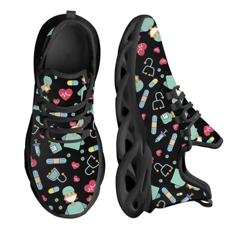 

Women White Nursing Shoes Cute Cartoon Nurse Doctor Healthcare Brand Design Ladies Mesh Flats Sneakers Zapatillas