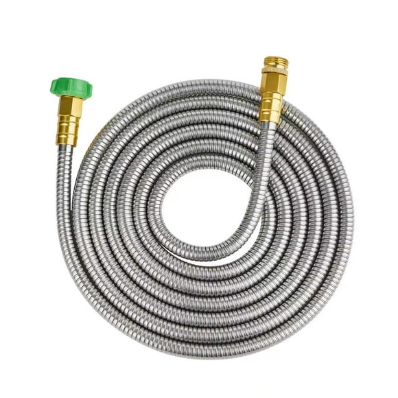 Skyward 304 Stainless Steel Garden Hose 15 Ft With Female To Male Metal Connector Anti-Leakage Flexible & Lightweight Kink Free Water Hose Easy To Use & Store (15Ft)