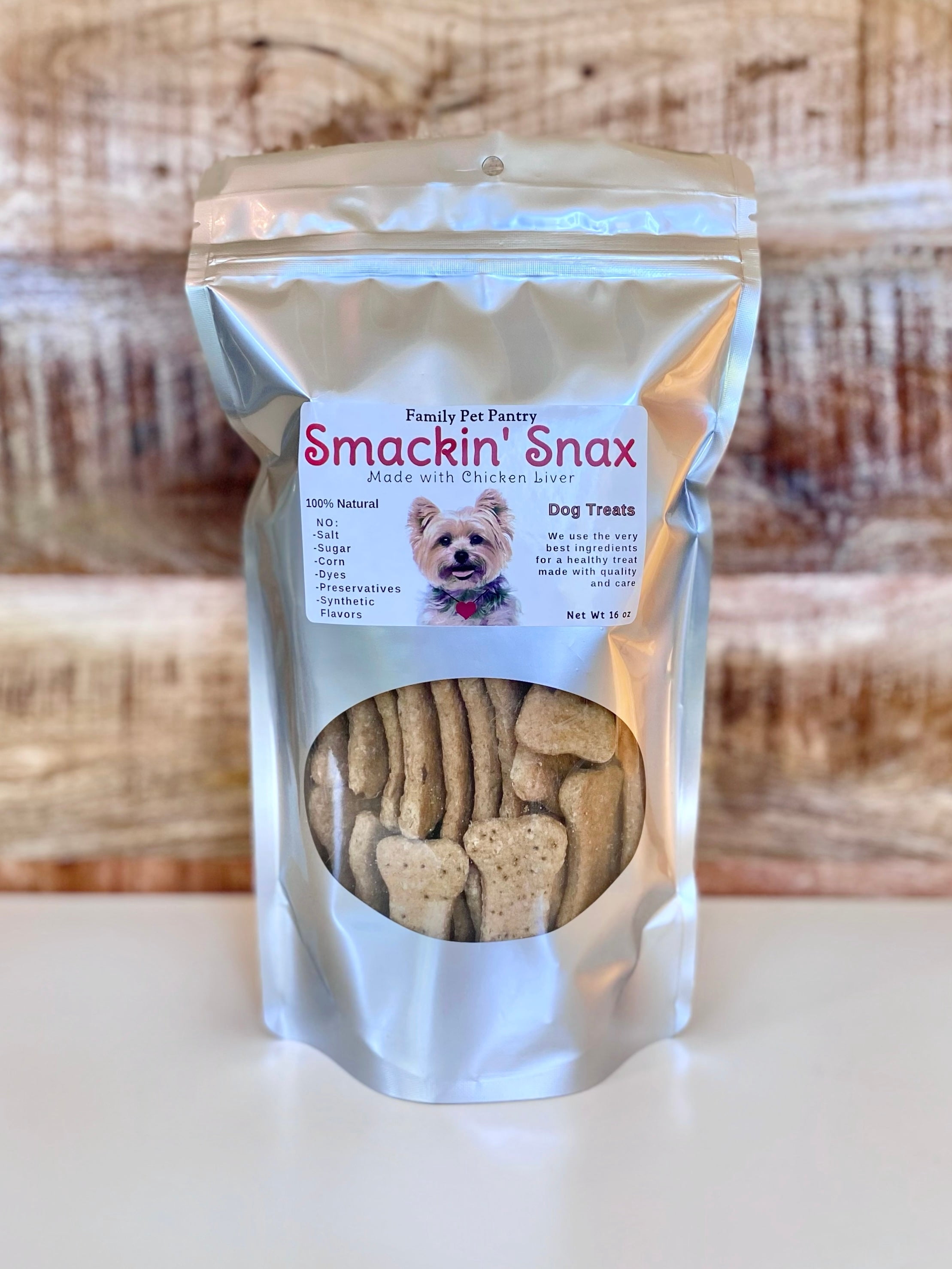 Smackin' Snax Chicken Liver Dog Treats ONE POUND of Medium Bones 16oz