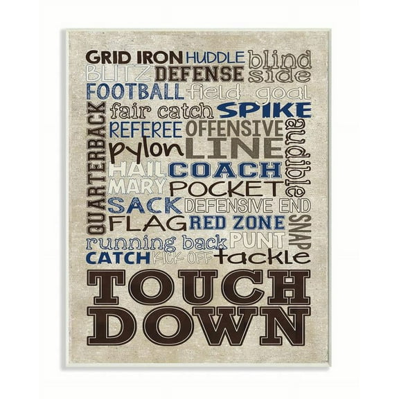 The Kids Room by Stupell Brown and Navy Football Typog Wall Plaqueby Erica Billups