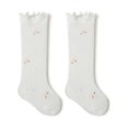 thumbnail image 1 of Trayknick 1 Pair Toddler Socks Flower Pattern Wear Resistant Cotton Mini Floral Print Ruffled Baby Knee Length Socks Baby Supplies, 1 of 13