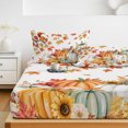 thumbnail image 6 of Twin Sze Fitted Sheet Set - Fall Pumpkins 2 Piece Bedding Sets 16" Deep Pocket Fitted Sheet with 1 Pillowcase, Thanksgiving Maple Branch Country Florals Brushed Microfiber Hotel Luxury Bed Sheets, 6 of 9