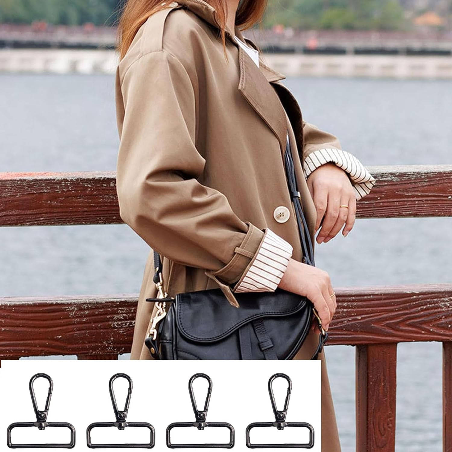 ABCISI 24 Pack Lobster Claw Swivel Clasps Metal D Ring Snap Hooks Lobster Trigger Lanyard Clasp Clips Hook for Keychain Jewelry DIY Crafts Purse Bag Making (1.5 Inch Gunmetal)