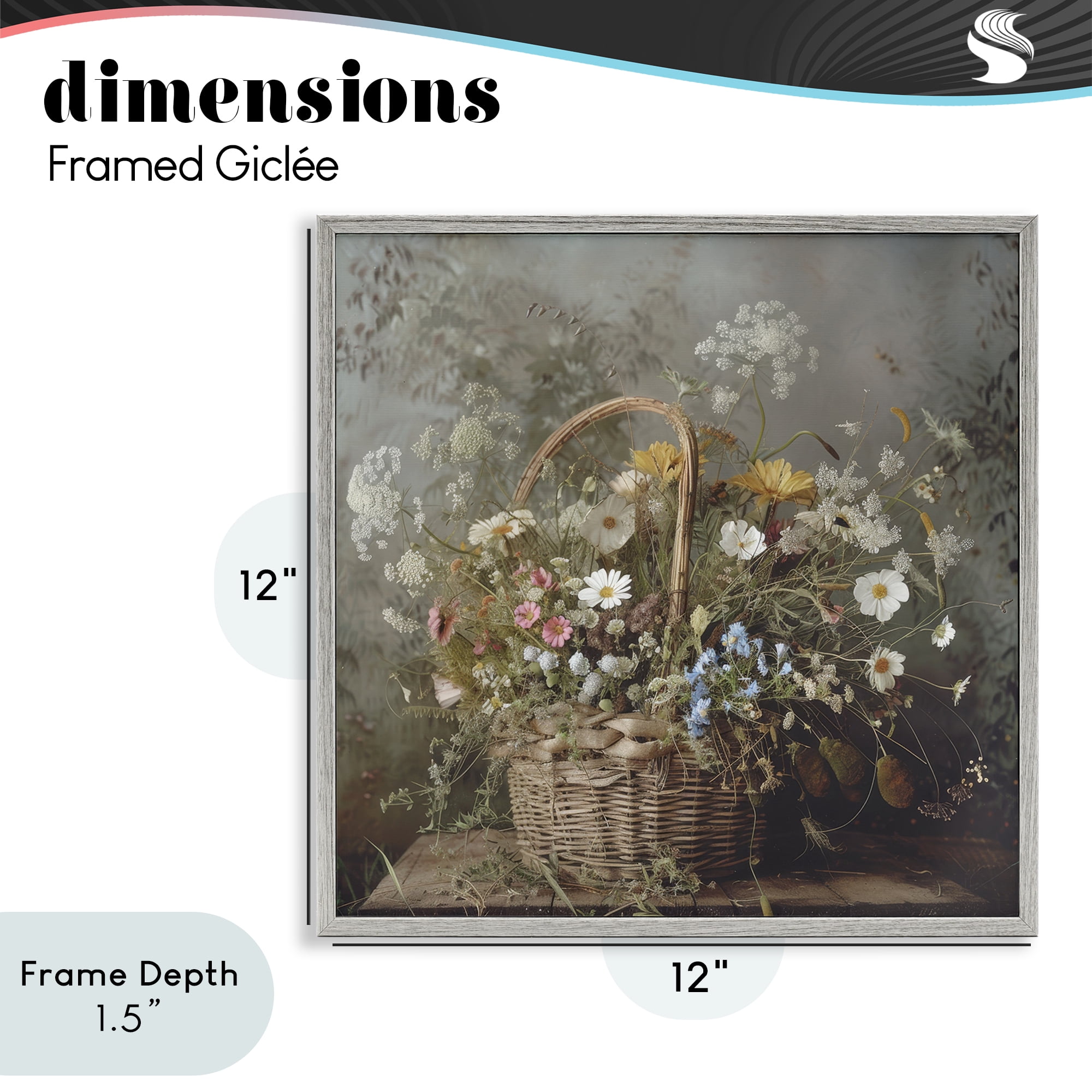 Stupell Industries Rustic Basket with Flowers Gray Framed Giclee Art, design by Lazar Studio
