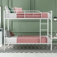 thumbnail image 3 of Bunk Bed Twin over Twin with Ladder, Twin Bunk Beds with 15" Under Bed Storage Space and 11" Full Length Guardrail, Heavy Duty Bunk Beds Twin over Twin for Teens & Adults, White, 3 of 9