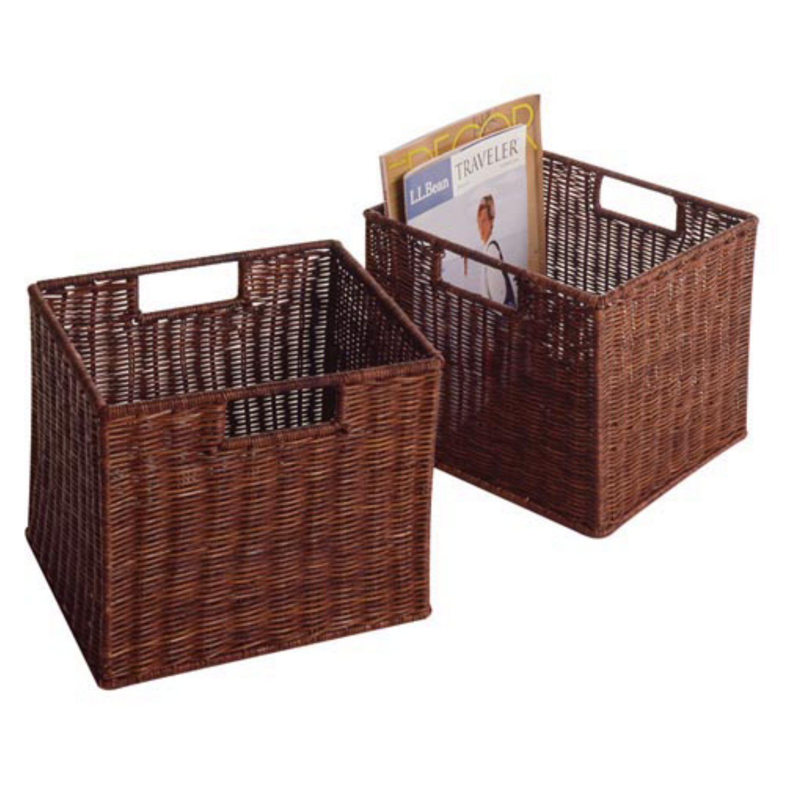Kouboo La Jolla Handwoven Rattan, La Jolla Oblong Rattan Storage Shelf Basket