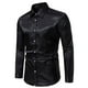 thumbnail image 2 of Camisas Para Hombre XXL Camisa de manga larga con cuello de solapa y corte entallado de jacquard informal a la moda para hombre (Black, XXL), 2 of 6