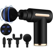 Muscle Massage Gun. Deep Tissue Percussion Massager. Wireless, Touchscreen, Portable. 4 Interchangeable Heads.