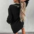 thumbnail image 5 of Mrat Hoodie with Inside Pockets Women Long Hooded Pullover Casual Workout Soft Fall Zipper Shoulder Outfits Winter Oversized Sweatshirts S-78 Black L, 5 of 8