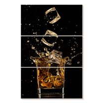 Elephant Stock Whiskey Ice Splash Wall Art - Vertical Multi Panel Canvas - Living Room Wall Decor - Food And Drink Multi Panel - Black And Orange Decor - 32" x 50"