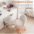 thumbnail image 5 of Favory Office Vanity Chair with Wheels Comfy Desk Chair for Girls Cute Computer Small Armless Adjustable Height Swivel for Home Bedroom Task-White, 5 of 7