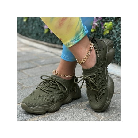 

Zodanni Women & Men Running Shoe Slip On Walking Shoes Knit Upper Sock Sneakers Womens Mens Trainers Outdoor Non-Slip Sports Army Green 8.5
