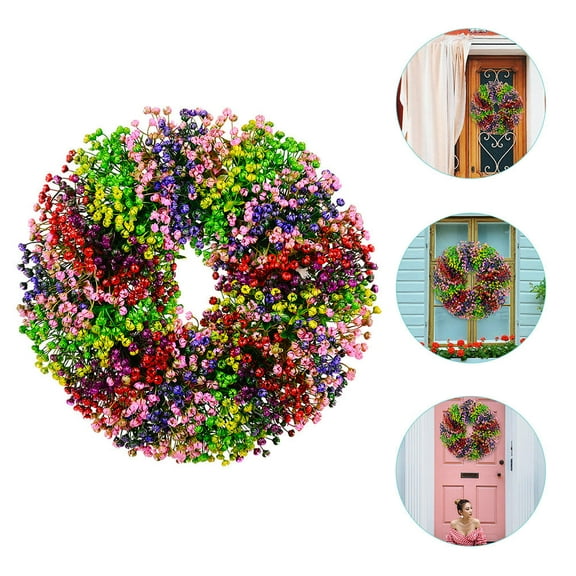 OUNONA  Faux Flower Wreath Artificial Garland Christmas Crown Front Door Creative