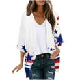 thumbnail image 2 of Wiyuqeen Womens Memorial Day Cardigans Open Front 4th of July Kimonos Short Sleeve Chiffon Beach Cover Up Red White and Blue Cardigans, 2 of 5