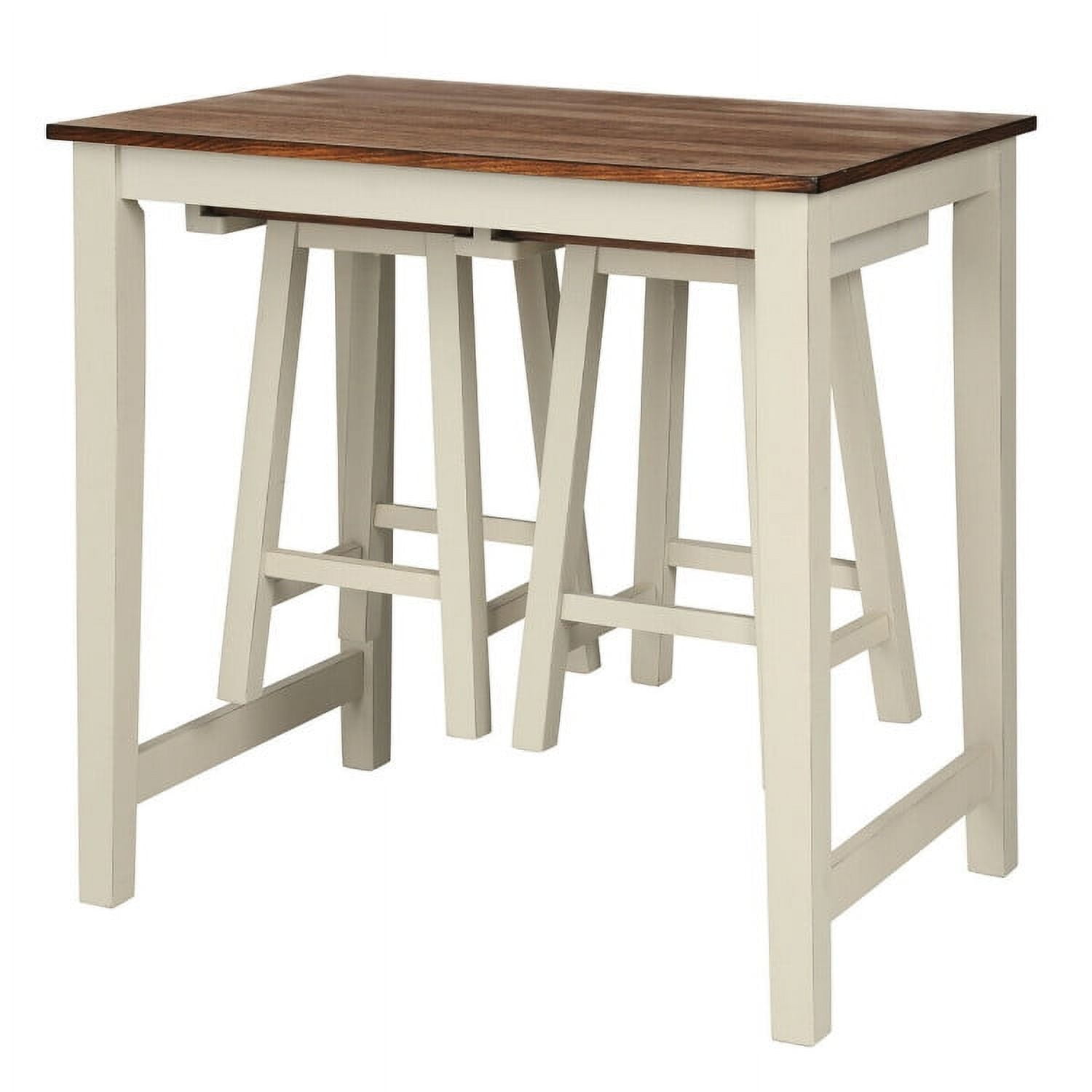 Finihen Dining Set, Dining Table Set, Counter Height Pub Table with 2 Saddle Bar Stools, for Home, Restaurant, Brown Finihen Dining Set, Dining Table Set, Counter Height Pub Table with 2 Saddle Bar Stools, for Home, Restaurant, Brown