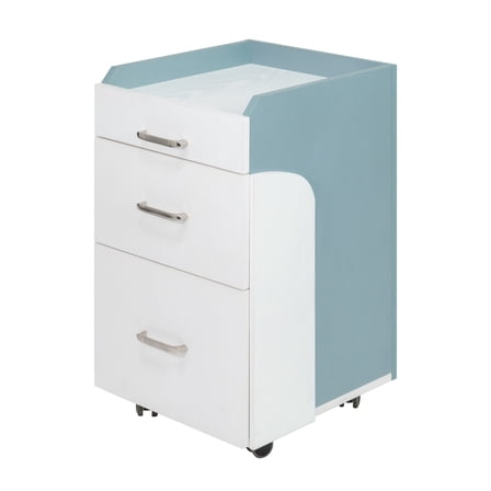 Seneca Pedicure Trolley Pedi Rolling Cart Nail Salon Spa Storage Drawer, White / Teal Grey