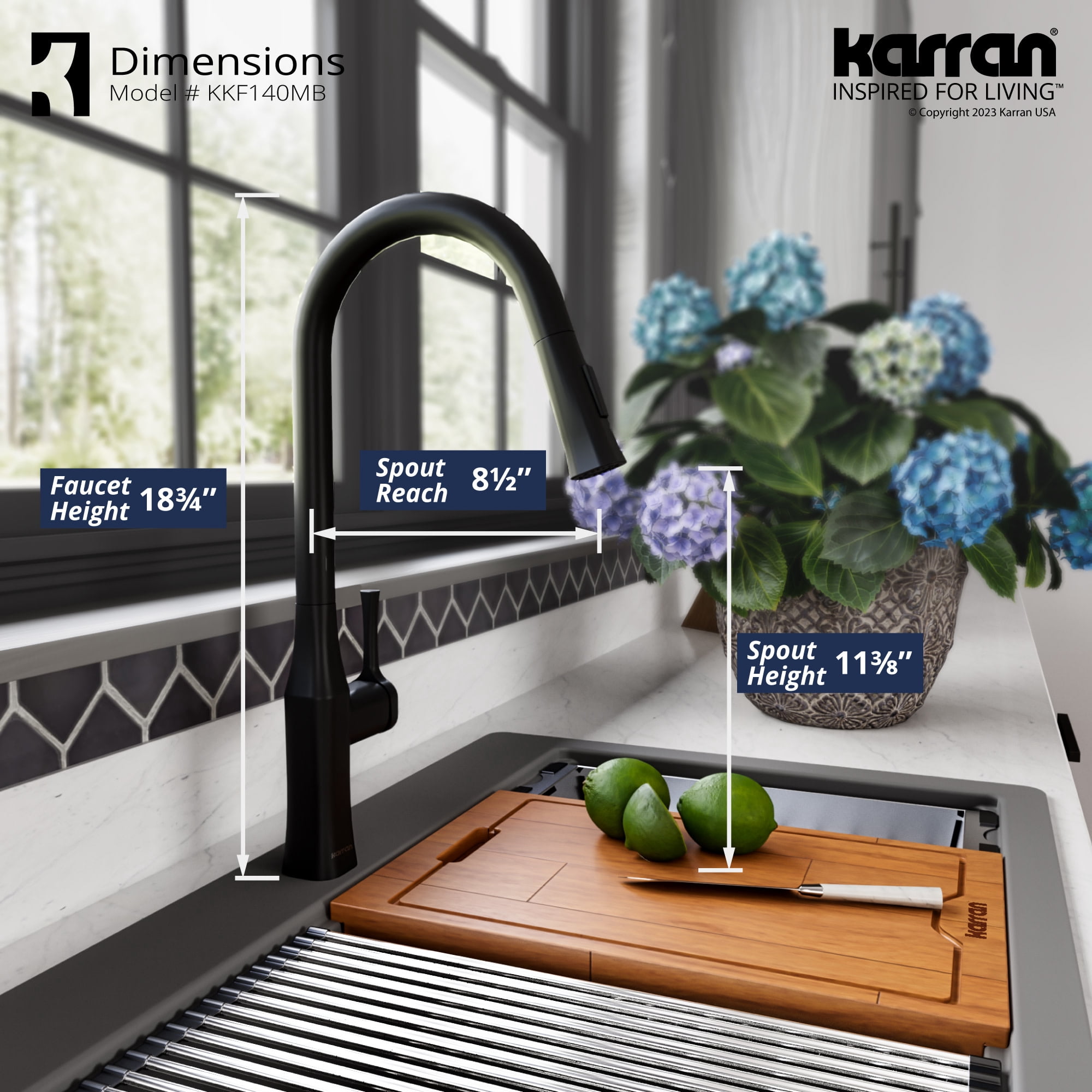 Karran Standerton KKF140 Single Handle Pull-Down Sprayer Kitchen Faucet in Chrome