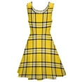 thumbnail image 5 of 2024 Present Birthday Clothes Womens Dress Skate Fashion Street Sleeveless Dresses Beach Boho Print Lines Black Dress Plaid Yellow, 5 of 7