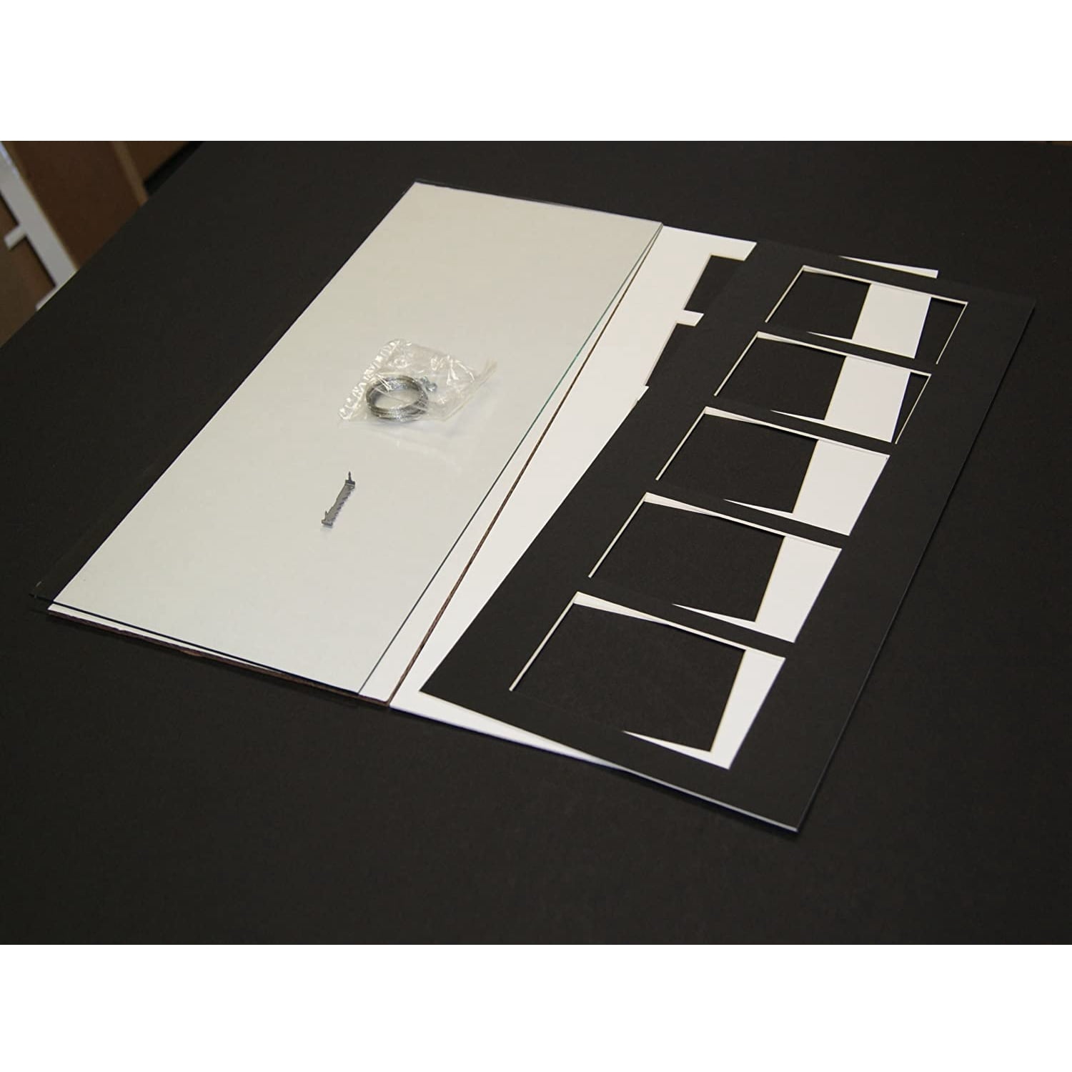Creative Letter Art 8x14 Picture Frame with 3 Openings and Black Mat, Black