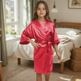 thumbnail image 4 of Letdown for Wedding Birthday Party Spa Short Silky Robes Christmas Party Satin Robes Sleepwear Bathrobe Loungewear 5-14Y, 4 of 4