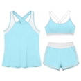 thumbnail image 5 of Busydd 3 Piece Swimsuits for Women Beach Fashion Colorblock Bathing Suits Round Neck Tanks Bras and Shorts Swim Suit L, 5 of 8