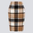 thumbnail image 2 of YDOJG Womens Skirts Pencil Plaid Womens Skirts Fall Winter High Waisted Bodycon Knee Length Wool Midi Skirt With Slit, 2 of 3
