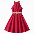 thumbnail image 1 of NIEWTR Robe Fille Sans Manches Évasée Enfants Tout-Petits Petite Grande Fille Vichy Décontractée Col Rond Robes(Rouge,8-9 Ans), 1 of 7