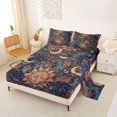 thumbnail image 2 of Homewish Vintage Sun Moon Bed Sheets,Retro Bohemian Full Size Sheets,Brown Blue,4-Piece,1 Flat Sheet, 1 Fitted Sheet and 2 Pillowcases, 2 of 6
