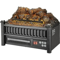 16 Inch Electric Fireplace Log Heater, Fireplace Insert with Remote Control, 5 Flame Brightness Levels, Thermostat, 24H Timer, Overheat Protection, for Home and Office Decor, Black