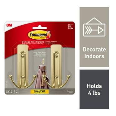 Command 17053BN-2ES Curtain Rod Hooks, Brushed Nickel, 2 Count ...