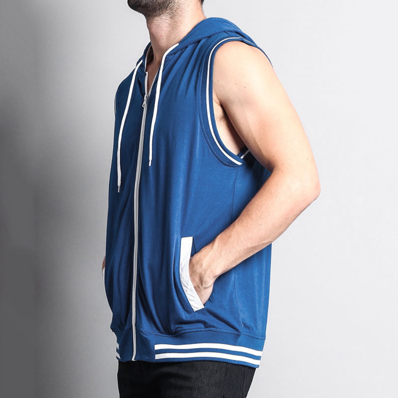 AZ FACTORY logo-print sleeveless hoodie - Blue