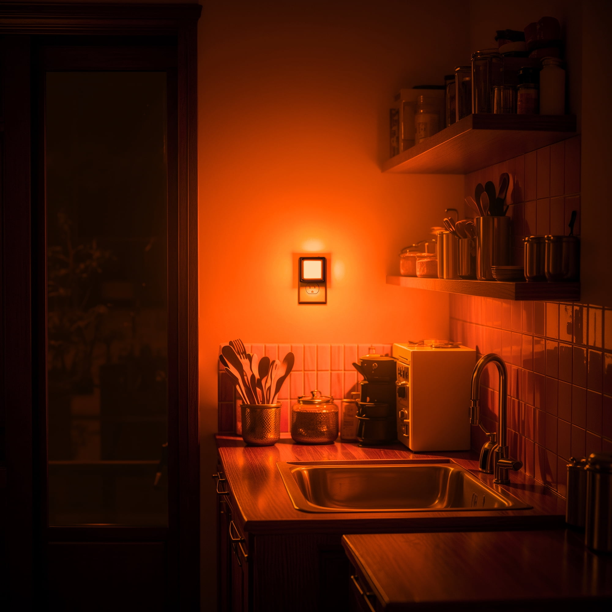 2 Pcs Orange LED Plug In Night Light with Sliding Dimmer