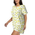 thumbnail image 2 of Bixox Women's Yellow Lemon Leaves Printed Pajama Set 2 Piece Lounge Set Top and Shorts Soft Pajamas, Shorts with Pockets, 2 of 7