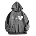thumbnail image 4 of Plus Size Hoodie for Womens Pullover Fashion Casual Ladies Printed Long Sleeve Tops Blouse Hooded Sweatshirts, 4 of 4