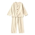 thumbnail image 4 of Women's Ribbed Knit Lounge Set 2 Piece Outfits Button Pajamas SetsLong Sleeve Top and Pants, Matching Paj, 4 of 8