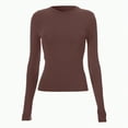 thumbnail image 4 of Towmus Womens Long Sleeve Shirts Crop Tops Crew Neck Going Out Basics Tees Trendy Winter Clothes, 4 of 5