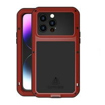 Mantto iPhone 14 Pro Max Metal Bumper Silicone Case iPhone 14 Pro Max Case Built-in Screen Protector Gorilla Glass Hybrid Military Shockproof Heavy Duty Rugged for iPhone 14 Pro Max 2022, Red