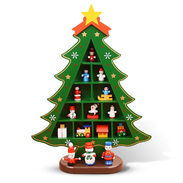 Billuyoard Mini decoración de árbol de Navidad de madera, adorno en miniatura de madera, muñeca bonita, decoración de escritorio, Base de Type3 NO3