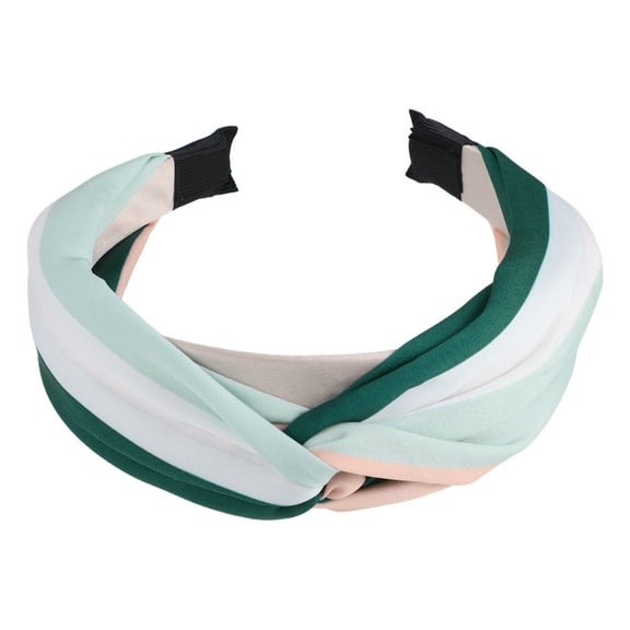 Unique Bargains Color Block Knotted Wide Headband Fashion Hair Accessories for Women Green 1.57" Width