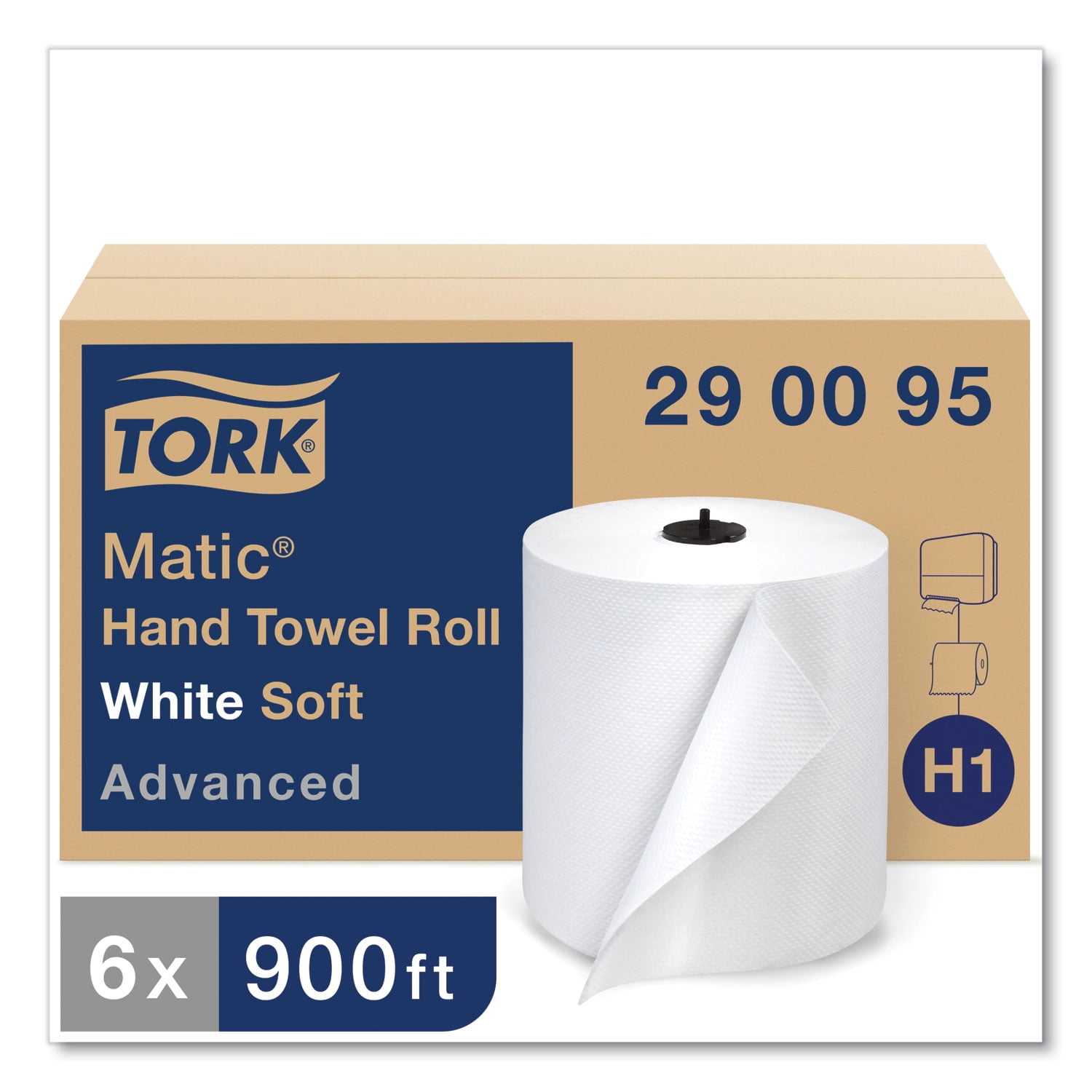 Tork® Advanced Matic Hand Towel Roll, 1-Ply, 7.7" x 900 ft, White, 6 Rolls/Carton