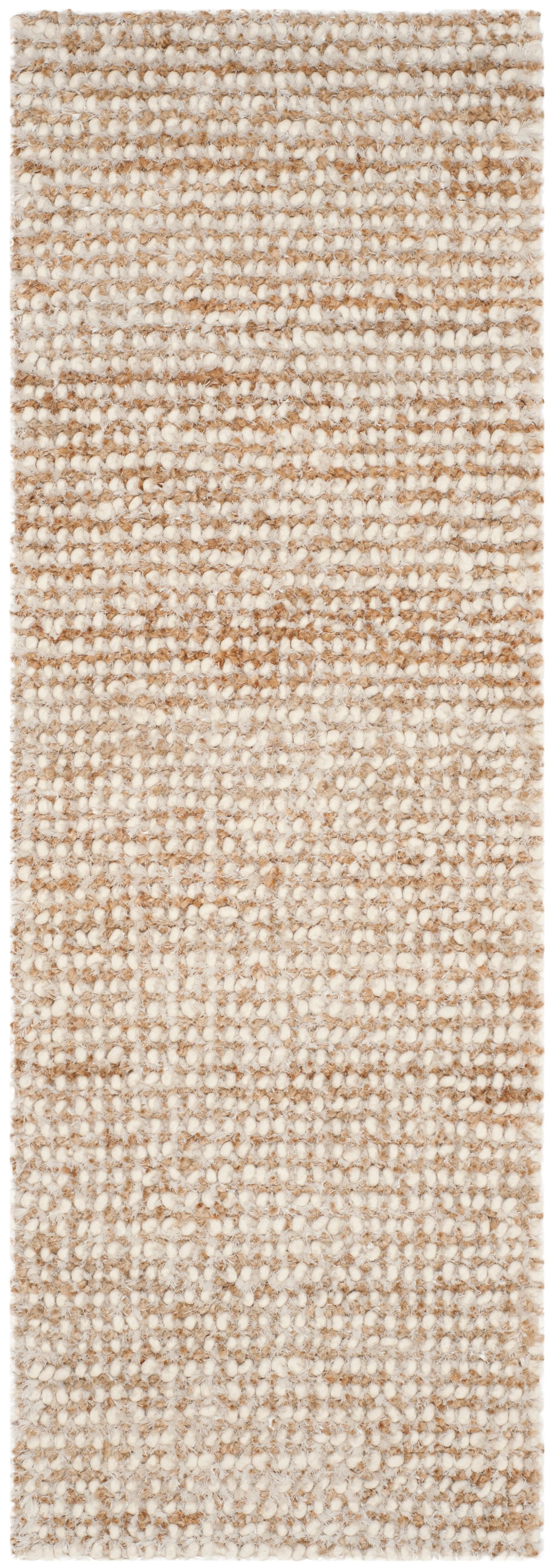 SAFAVIEH Constance Braided Plush Shag Runner Rug, White/Beige, 2'3" x 7'