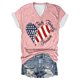 thumbnail image 2 of Fiudx Camisas de Mujer Top de Manga Corta con Cuello En V Estampado Del Día de La Independencia para Mujer Top/Camisa de Manga Corta con Cuello En V, 2 of 3