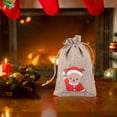 thumbnail image 4 of 6pc Christmas Linen Bags with Drawstrings Christmas Burlap Goody Gift Bags with Double Jute Drawstrings, Snowman, Santa Claus, Penguin and Elk, 4 of 8