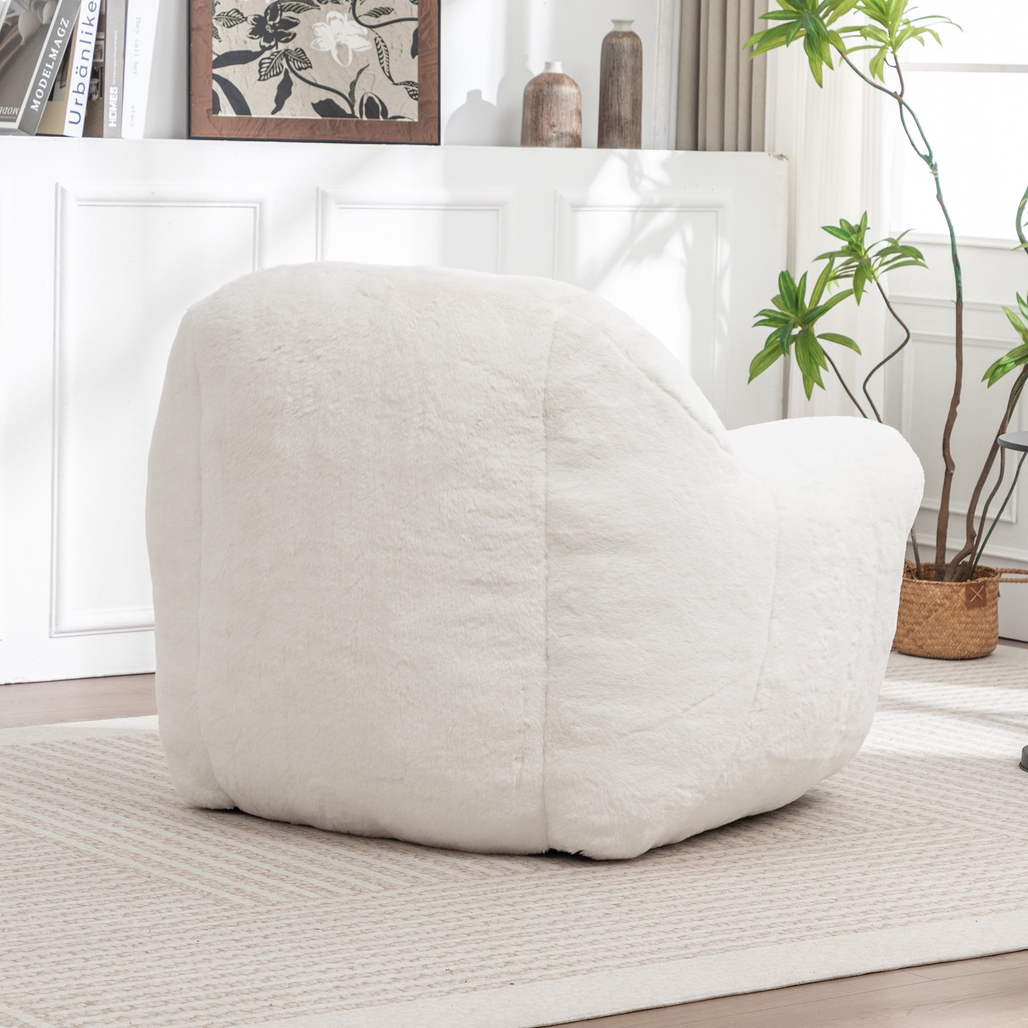 Jopath Bean Bag Chair, Comfy Bean Bag Sofa Faux Fur Bean Bag Chair For Adults And Kids, Stuffed Floor Sofa For Living Room, Bedroom, Apartment