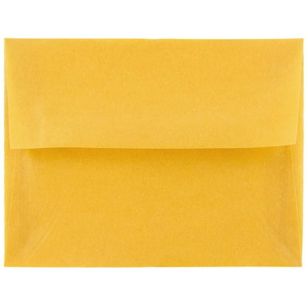 JAM Paper A2 Translucent Envelopes, 4 3/8 x 5 3/4, Gold, 50 per Pack