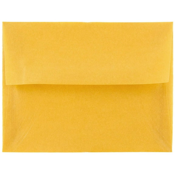 JAM Paper A2 Translucent Envelopes, 4 3/8 x 5 3/4, Gold, 50 per Pack