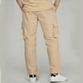 thumbnail image 7 of CAICJ98 Boy Cargo Pants Elastic Waist Athletic Hiking Pants Casual Jogging Trousers Bottom Boys' Pants (Khaki,8-9 Years), 7 of 7