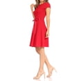 thumbnail image 4 of Women's Casual Solid Flared A Line Swing Dresses Short Sleeve With Belt Trim, 4 of 6