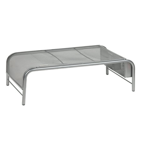 Mind Reader - Monitor Stand, Ventilated Laptop Riser, Desktop Organizer, Storage, Metal Mesh, 19"L x 10.5"W x 5.5"H - Silver