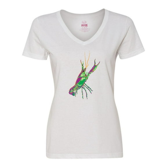 Inktastic Mardi Gras Crayfish Artsy Women's V-Neck T-Shirt